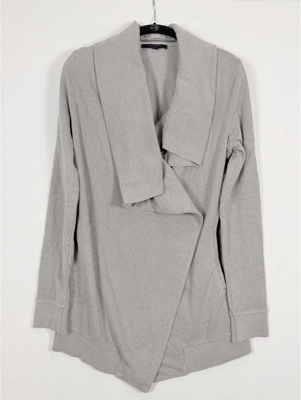 AllSaints Dahlia Heather Grey Asymmetrical Drape Zip Collar Sweatshirt Medium